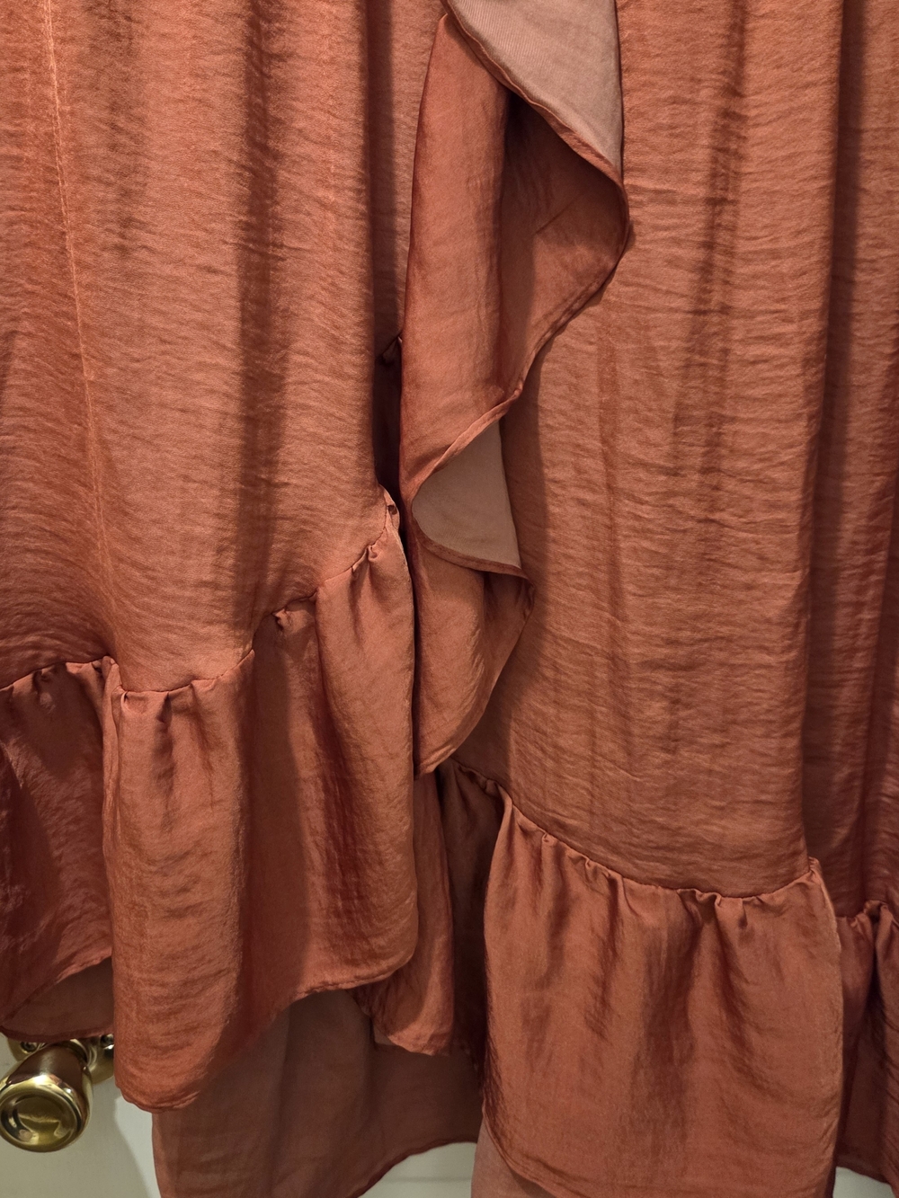 Elle Rust Ruffle High-Low Midi Skirt - Picture 4 of 4